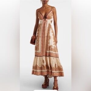 Zimmermann Cream and Brown Paisley Maxi dress